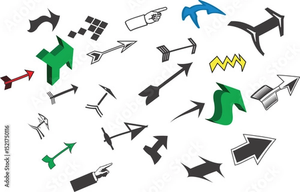 Fototapeta Vector set of deferent type arrows