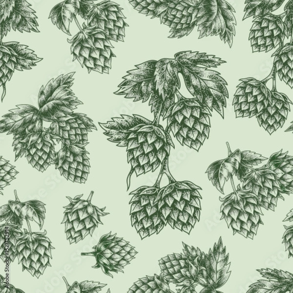 Obraz Hops and leaves pattern design for beer lovers