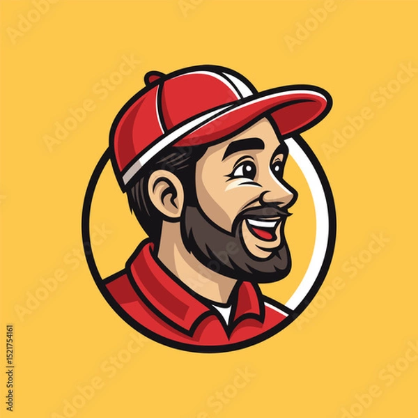 Fototapeta Man in Cap Icon Badge Emblem: An emblem featuring a man wearing a cap, perfect for sports teams and Esports organizations.