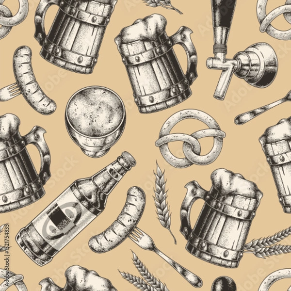 Obraz Beer-themed pattern on beige background