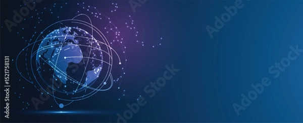 Fototapeta Global internet connection. Business communication concept for science or syber presentation