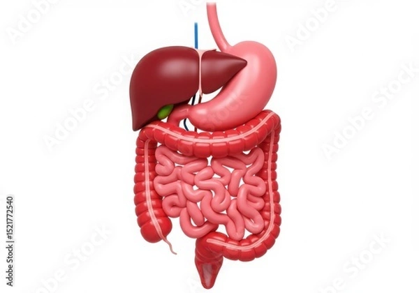 Obraz Human digestive system anatomy diagram on white background