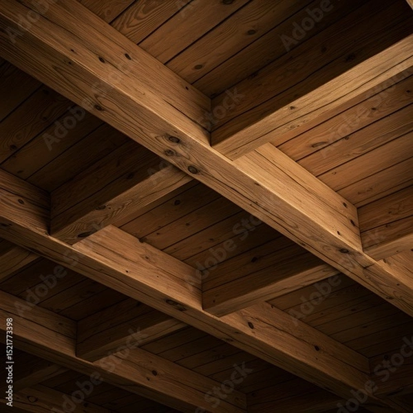 Fototapeta Wooden Beams Intersecting Pattern Brown