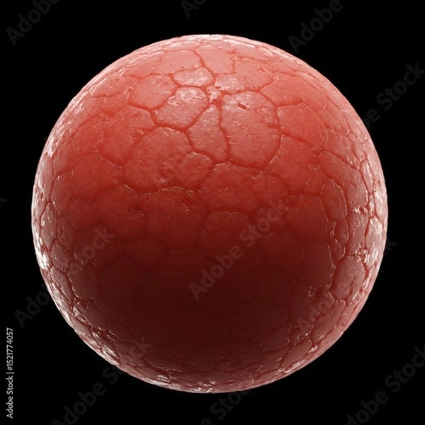 Fototapeta Red Sphere with Cell Texture on Black Background