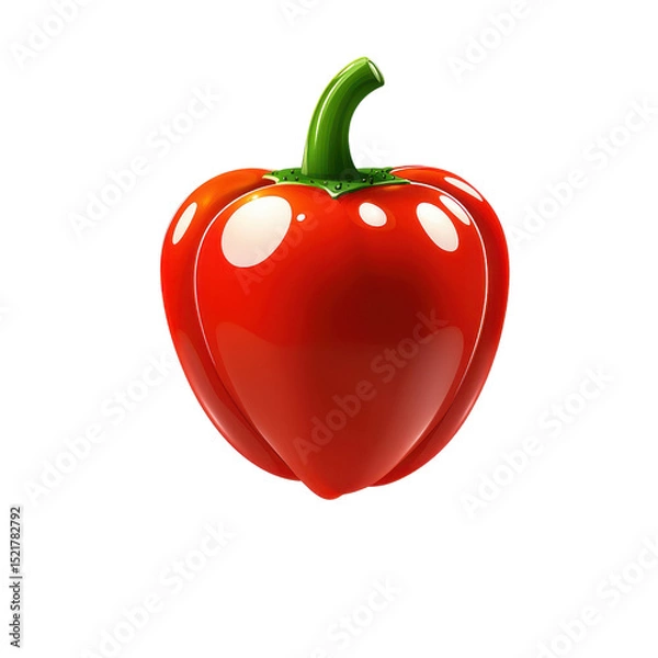 Fototapeta Glossy Red Bell Pepper on Transparent Background