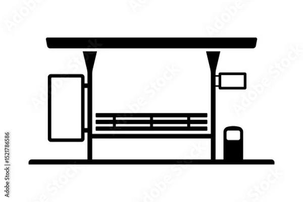 Obraz Bus stop icon. Black silhouette. Front view. Vector simple flat graphic illustration. Isolated object on white background. Isolate.