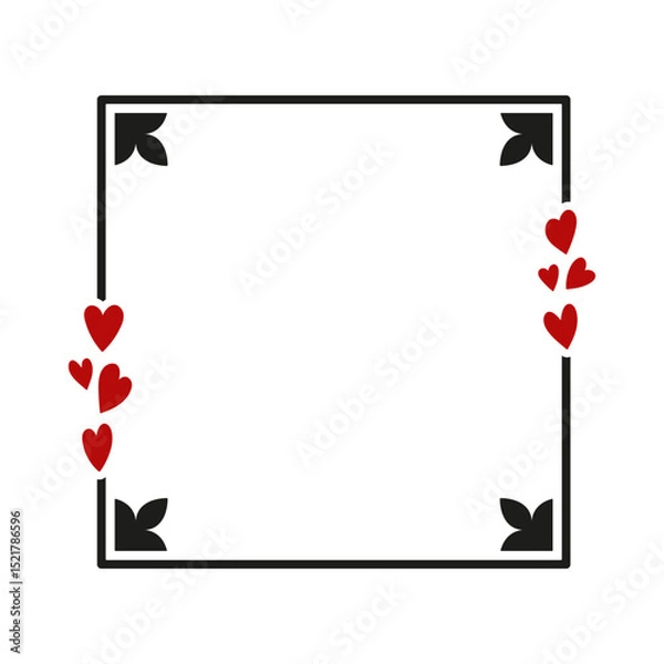 Fototapeta Square frame with hearts icon. Colored silhouette. Front view. Vector simple flat graphic illustration. Isolated object on white background. Isolate.