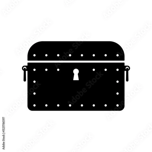 Obraz Chest icon. Treasure chest. Black silhouette. Front view. Vector simple flat graphic illustration. Isolated object on white background. Isolate.