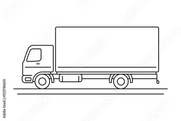 Obraz Truck icon. Black outline linear silhouette. Editable strokes. Side view. Vector simple flat graphic illustration. Isolated object on white background. Isolate.