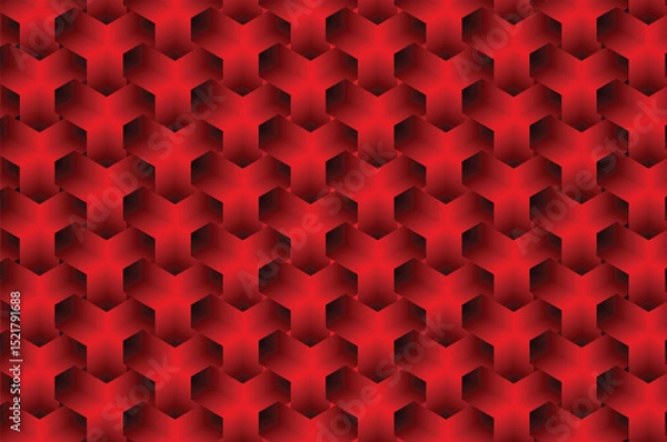 Fototapeta Decorative Upholstery Soft Gloss Quilted Background. dark red leather vintage luxury texture,A background filled with red hexagons, arranged in a repeating pattern,abstract background.....