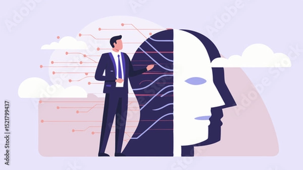 Fototapeta A visionary leader unveiling AI s potential shaping the future of technology and innovation in a crisp vector