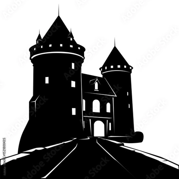 Obraz Castle icon. Simple vector illustration of castle icon for web design isolated on white background and for decorating your illustrations in stylish medieval style