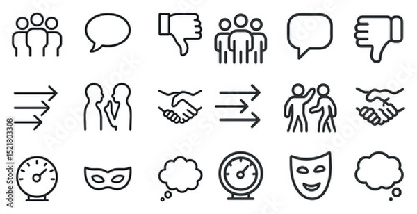 Fototapeta Social interaction icons set for communication and feedback design