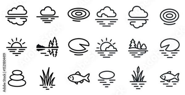 Obraz Minimalist nature icons for outdoors projects and designs