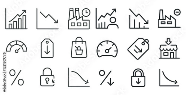 Obraz Business trends and economic indicators icon set for analysis and presentation