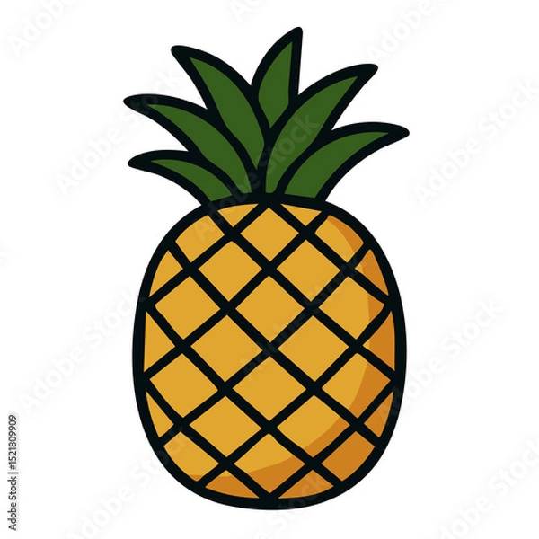 Obraz  Flat vector illustration of a pineapple.