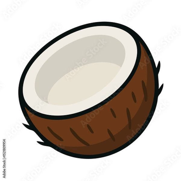 Obraz Flat vector illustration of a coconut half.