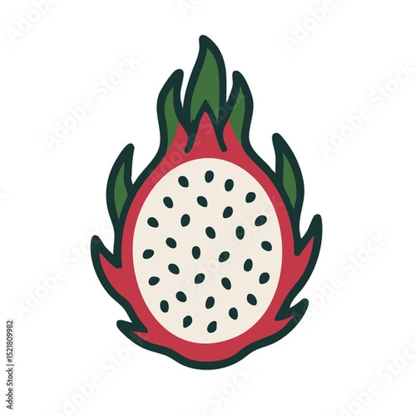 Obraz Flat vector illustration of a dragon fruit.