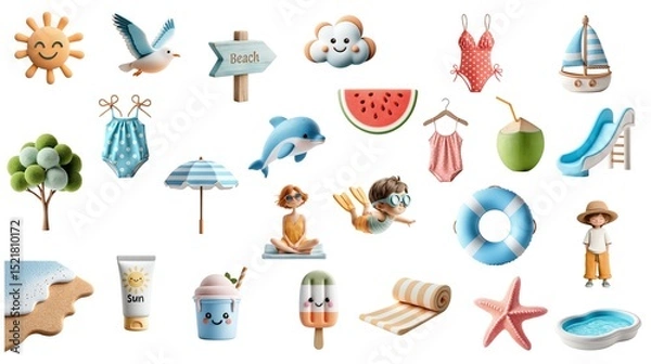 Obraz Summer Vacation Elements Create Happy Memories