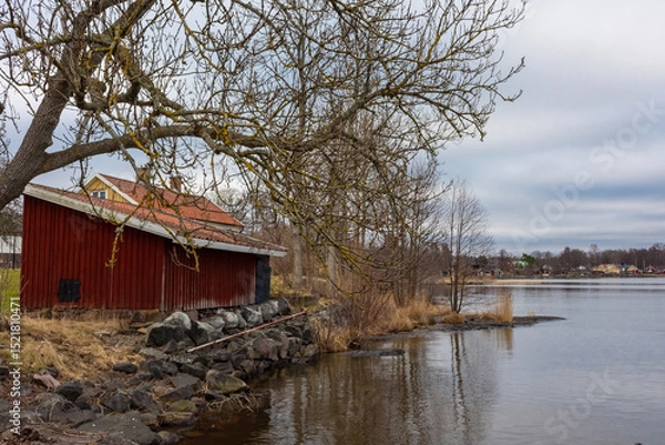 Obraz Morning view of the Sjotorp Lake,  Gota Canal, Sweden