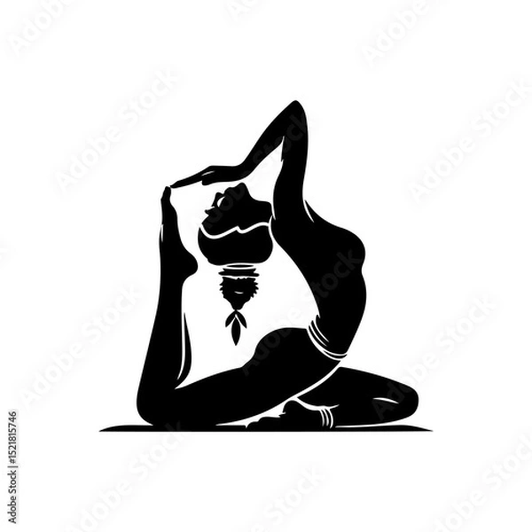 Obraz High-quality black silhouette illustrations for mindfulness, yoga, and inner peace themes — perfect for coloring books, posters, and digital art projects.”