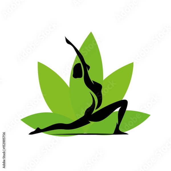 Obraz High-quality black silhouette illustrations for mindfulness, yoga, and inner peace themes — perfect for coloring books, posters, and digital art projects.”