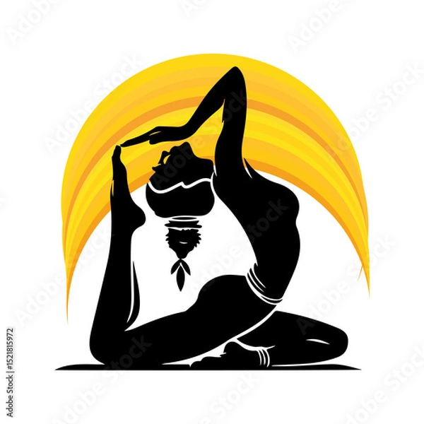 Obraz High-quality black silhouette illustrations for mindfulness, yoga, and inner peace themes — perfect for coloring books, posters, and digital art projects.”