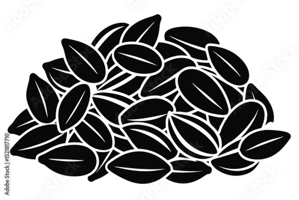 Fototapeta Pile of Monochrome Sunflower Seeds with Visible Husks in Artistic Vector Illustration