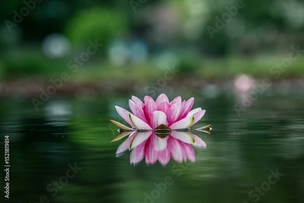 Fototapeta Lotus flower on green and blur background