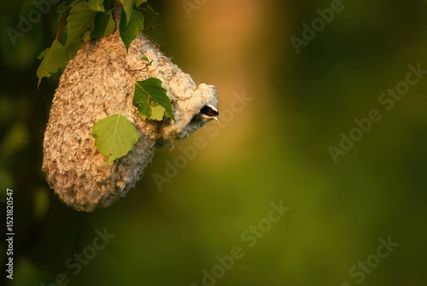 Fototapeta Penduline tit ( Rmiz pendulinus ) in the nest