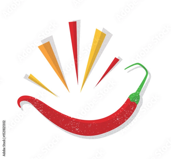 Obraz Vector illustration of a red chili pepper, simple and stylized. A bold and spicy image, ideal for food-themed designs, hot sauce labels, recipes, and culinary branding.