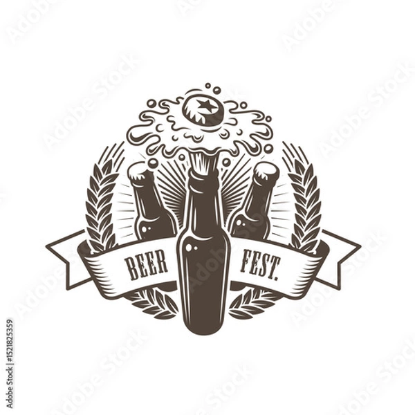 Obraz Ornamental Floral Design A classic black and white floral design element featuring elegant, curved leaves and intricate detailing. Perfect for use in decorative borders, logos