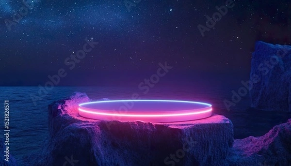Fototapeta Water circle podium deep ocean glow ambient light aquatic ocean marine adventure seaside vibes