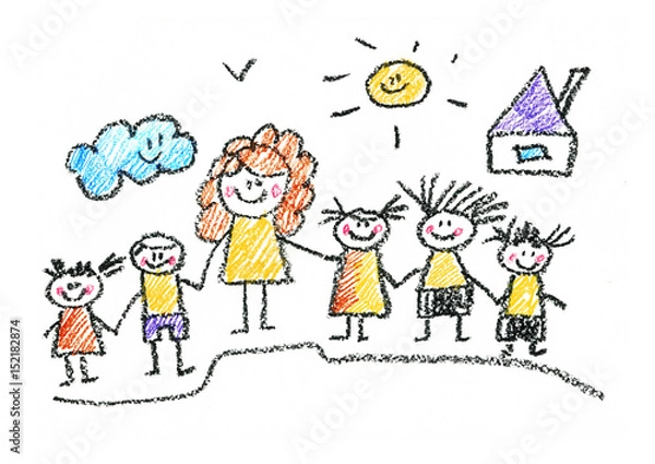 Obraz Kids drawing Back to school Children education, school, kindergarten Play Study Learn Boys and Girls