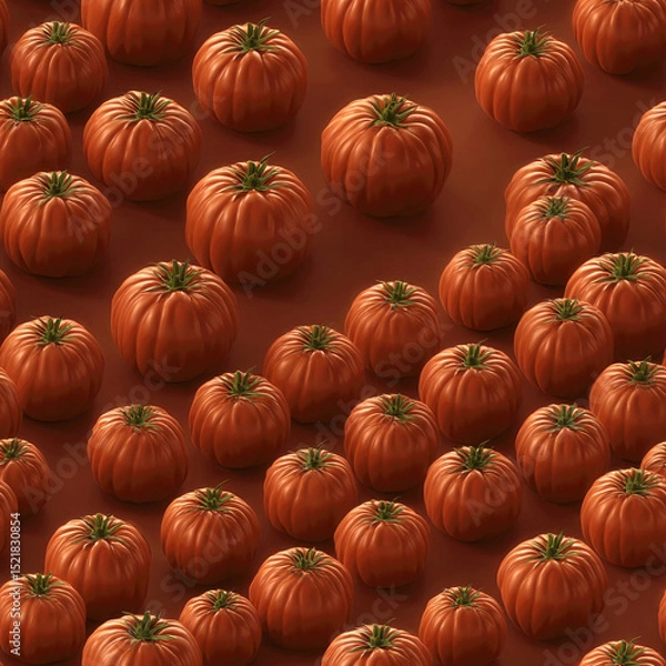 Obraz seamless pattern showcases a dense arrangement of vibrant orange pumpkins with green stems, perfect for creating seasonal backgrounds and decorative elements fall.