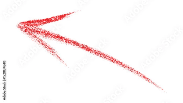 Fototapeta Hand-drawn red arrow marker is isolated on a transparent background, The arrow sign is drawn by hand with a marker. Marked arrow isolated on the background.	