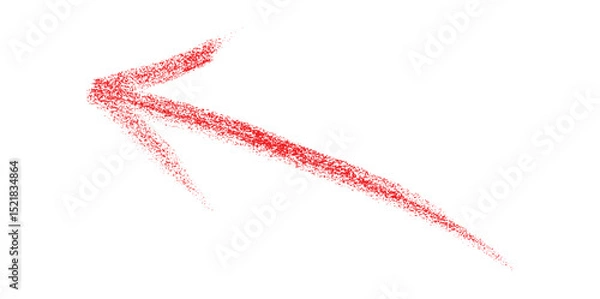 Fototapeta Hand-drawn red arrow marker is isolated on a transparent background, The arrow sign is drawn by hand with a marker. Marked arrow isolated on the background.	