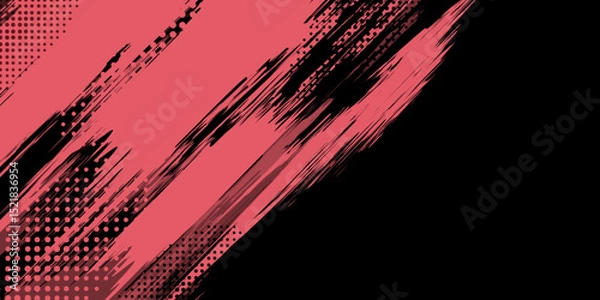 Fototapeta Abstract black ink brush stroke background with grunge texture. Red Grunge background design. 