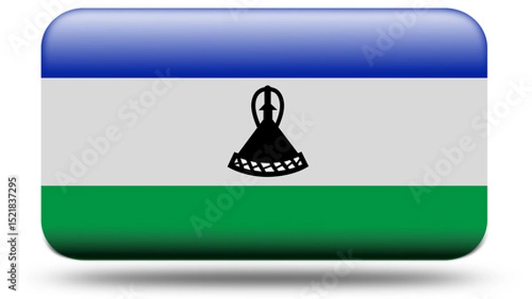 Obraz 3D Rectangular Flag of Lesotho with Realistic Finish