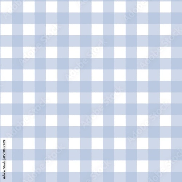 Fototapeta Seamless blue gingham check pattern. Classic picnic or textile background with light blue and white squares. Perfect for fabric, wrapping, crafts, or digital design.