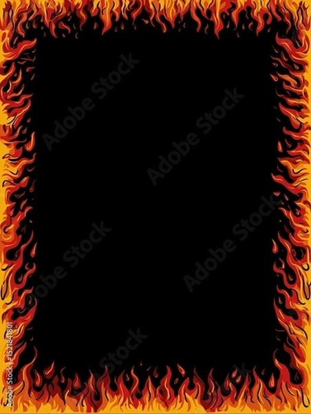 Obraz Fiery Border Frame on Black Background