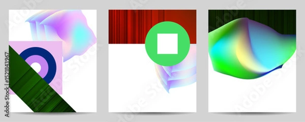 Fototapeta Set geometric colors fluid shapes eps 10. Flowing and liquid abstract gradient background for banner, poster or book. Vector design