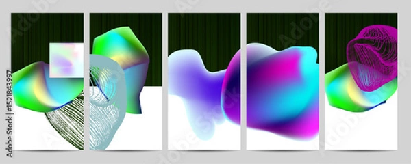 Fototapeta Set geometric colors fluid shapes eps 10. Flowing and liquid abstract gradient background for banner, poster or book. Vector design