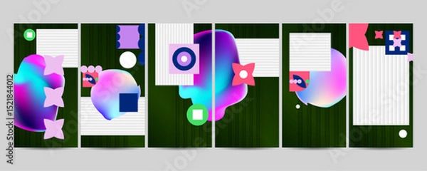 Fototapeta Set geometric colors fluid shapes eps 10. Flowing and liquid abstract gradient background for banner, poster or book. Vector design