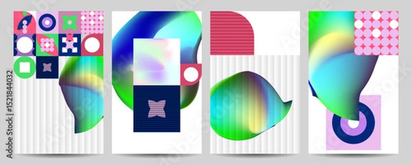 Fototapeta Set geometric colors fluid shapes eps 10. Flowing and liquid abstract gradient background for banner, poster or book. Vector design