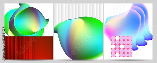 Fototapeta Set geometric colors fluid shapes eps 10. Flowing and liquid abstract gradient background for banner, poster or book. Vector design