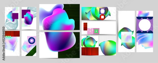 Fototapeta Set geometric colors fluid shapes eps 10. Flowing and liquid abstract gradient background for banner, poster or book. Vector design