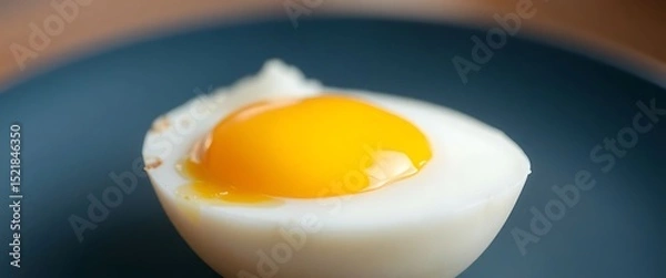 Obraz egg is sitting on a blue plate