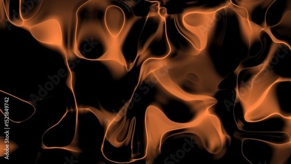 Fototapeta abstract neon black orange background, liquid pattern, glowing dynamic waves,  backdrop illustration