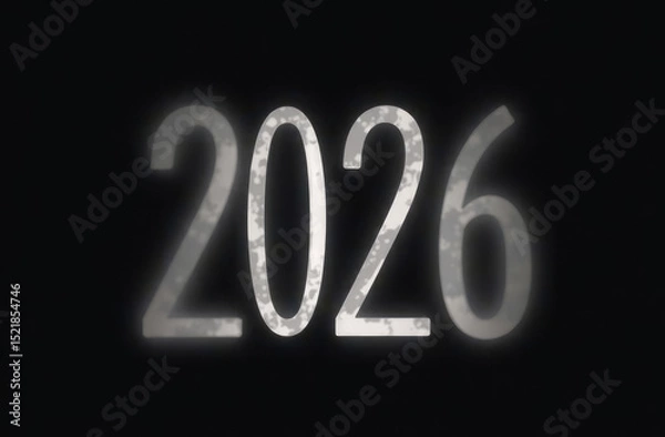 Fototapeta White inflated numbers 2026 on black background